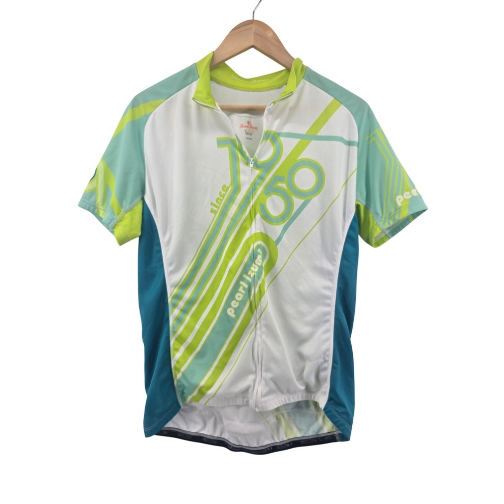 Pearl Izumi Cycling Jersey Womens XXL White Green Elite 1/4 Zip Short Sleeve